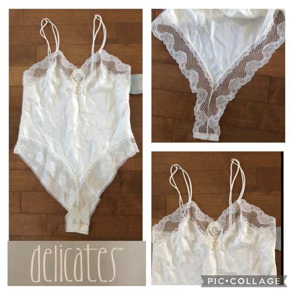 NWT Vintage Delicates Bridal Body Suit Teddy ivory size medium - Picture 1 of 12